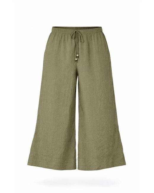 Secret Label Green Per Una Crinkle Texture Wide Leg Culottes Cotton