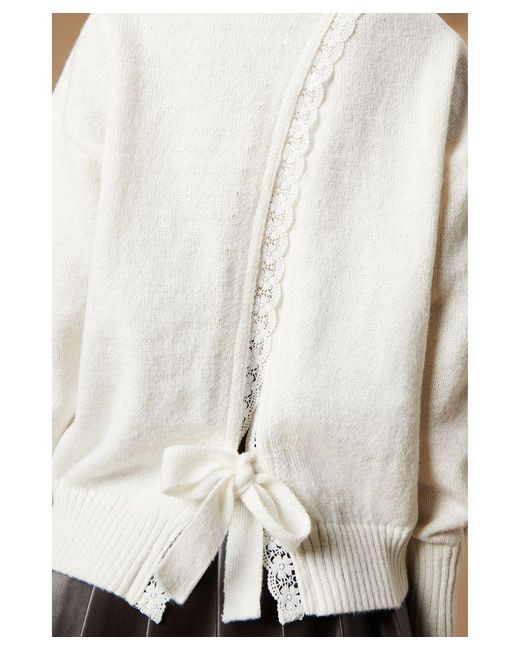 Oasis White Lace Tie Back Jumper