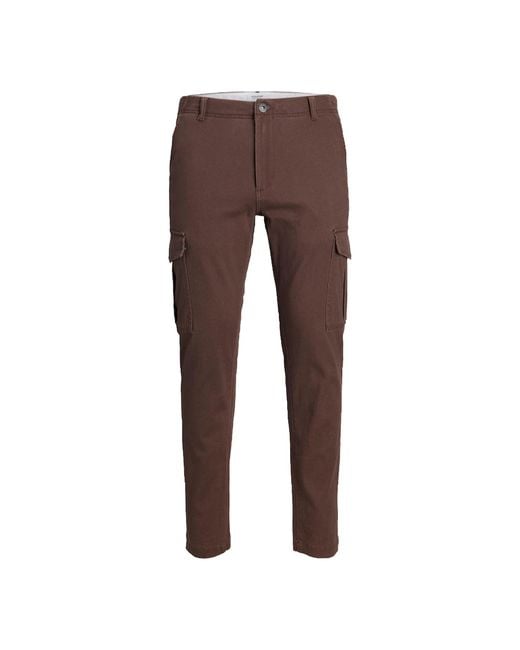 Jack & Jones Brown Cargo Trousers Slim Fit for men