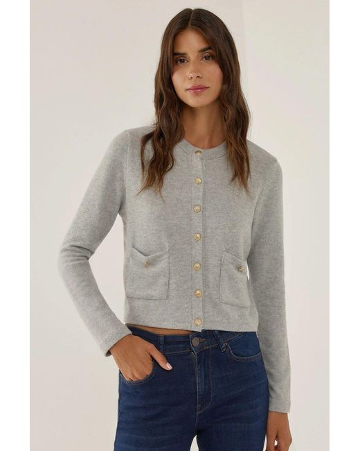Hiccup Gray Buttoned Double Pocket Cardigan