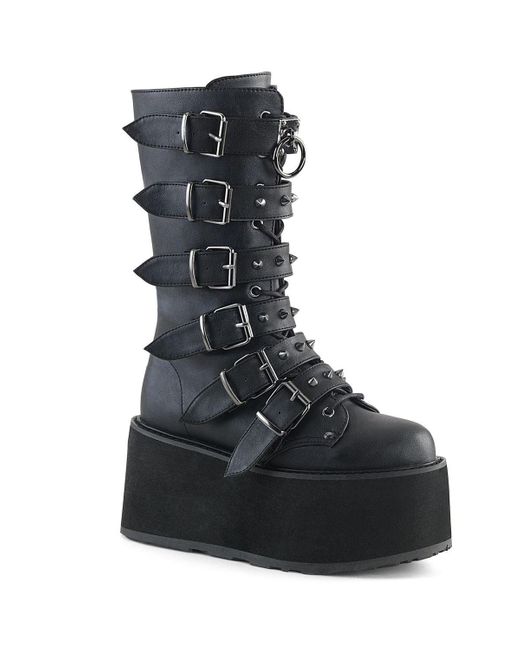 Demonia Black Damned 225 Mid Calf Platform Boots