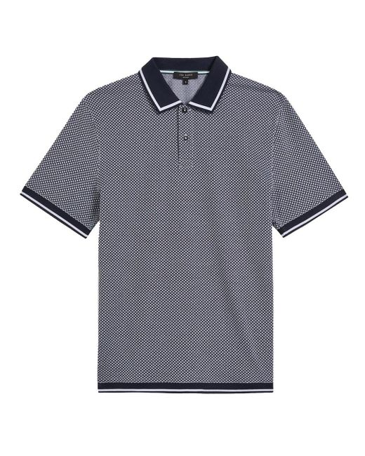 Ted Baker Affric Navy/wit Geo Polo Shirt in het Gray voor heren