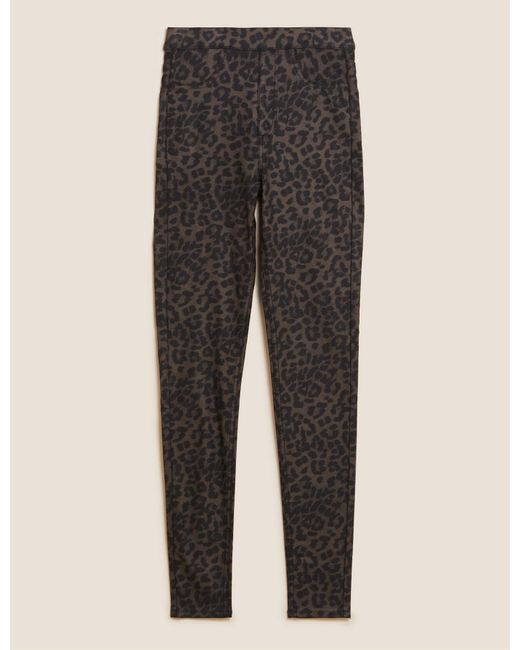 Marks & Spencer Brown Ladies Printed Coated High Waisted Jeggings