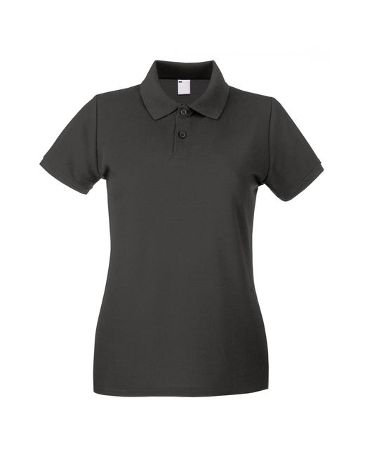 Fruit Of The Loom Black Ladies Lady Fit Short-Sleeved Polo Shirt (Graphite)