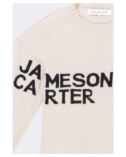 Jameson Carter White Ruth Knit Loose Fit Crew Neck Jumper