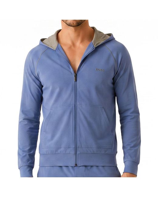 Boss Blue Cotton Zip-Up Hoodie 50515313 for men