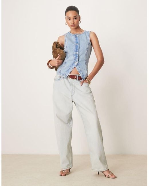 Gina Tricot Blue Sleeveless Sculpted Denim Waistcoat