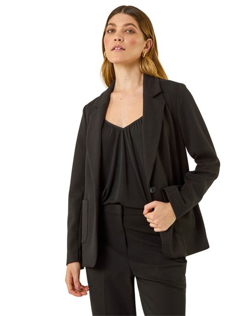 Roman Black Single Breated Smart Blazer