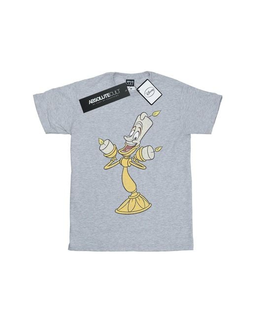 Disney Blue Beauty And The Beast Lumiere Distressed T-Shirt (Sports) for men