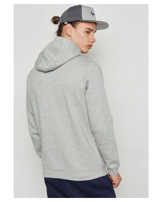 Nike Gray Club Pullover Hoodie Embroidered Logo for men