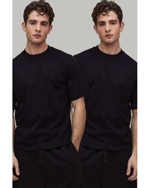BoohooMAN Black 2 Pack Basic Regular Fit T-Shirt for men