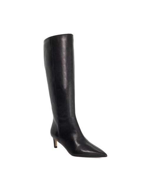 Dune Black Smoothly Kitten-Heel Knee-High Boots