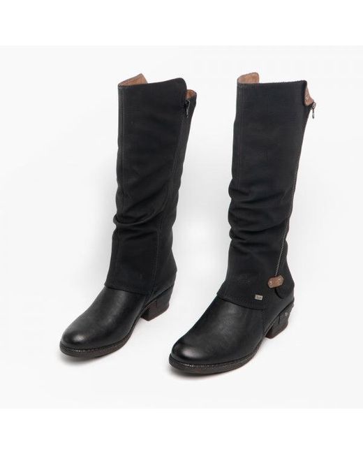 Rieker Black 93655-00 Knee High Boots