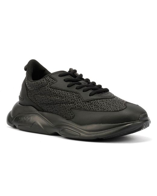 HUGO Black Leon Runn Monogram Trainers for men