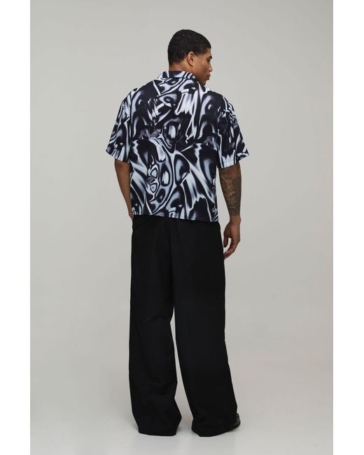 BoohooMAN Black Wide Fit Belted Pleat Front Tailored Trousers for men
