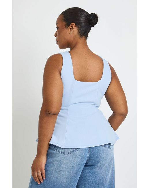 Boohoo White Plus Square Neck Peplum Top