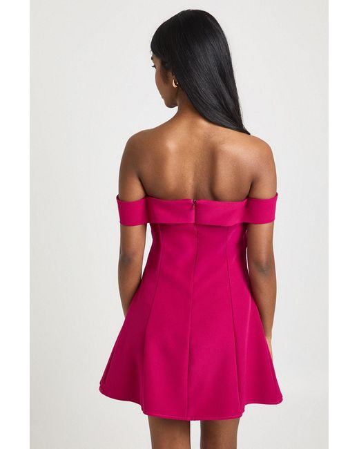 Boohoo Pink Bardot Structured Mini Dress