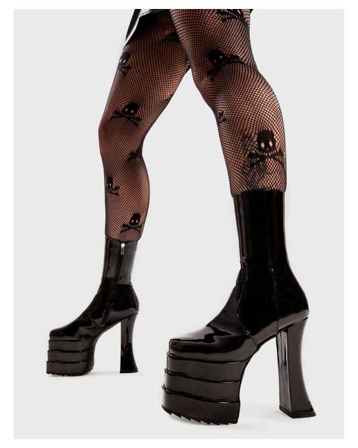 Lamoda Black Chunky Ankle Boots The Darkest Minds Platform Heels With Zipper