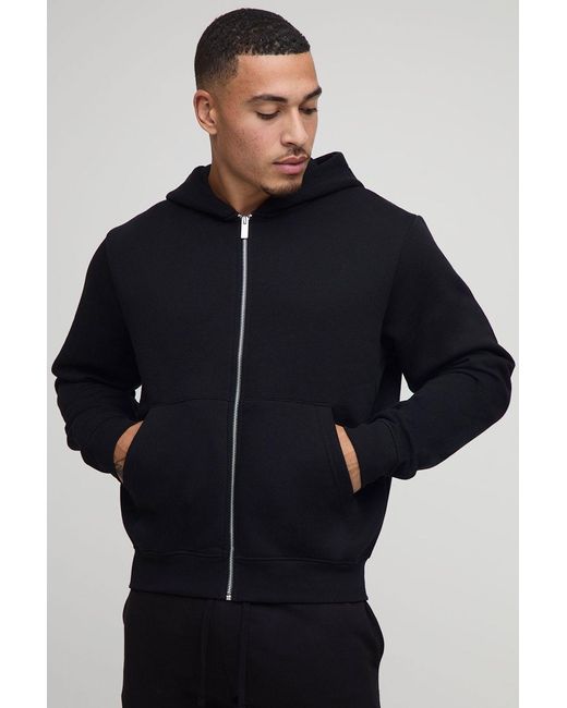BoohooMAN Blue Basic Boxy Zip Through Hoodie for men