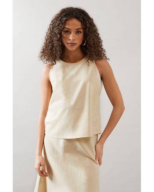 Wallis White Button Back Linen Top