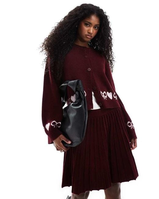 Miss Selfridge Red Pleated Skirt Knit Co Ord