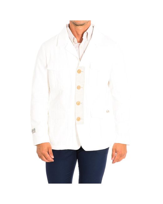 La Martina White Long-Sleeved Jacket With Regular Fit Lapel Collar Tmj001-Tw408 for men