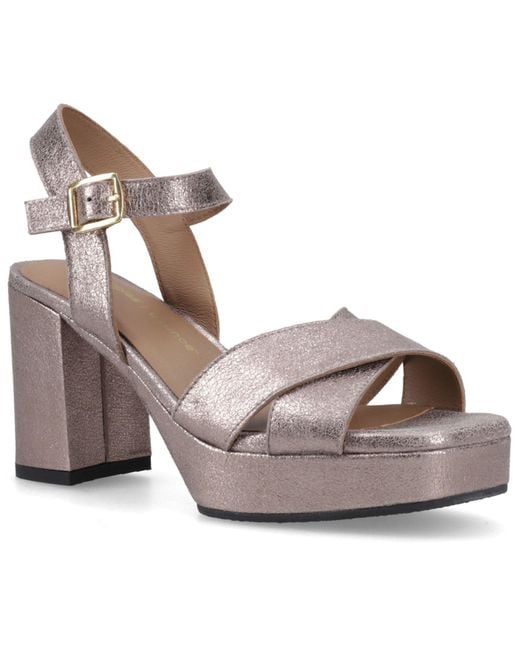 Hush Puppies Gray Ophelia Leather Heel Suede Pewter Slim Fit Sandals