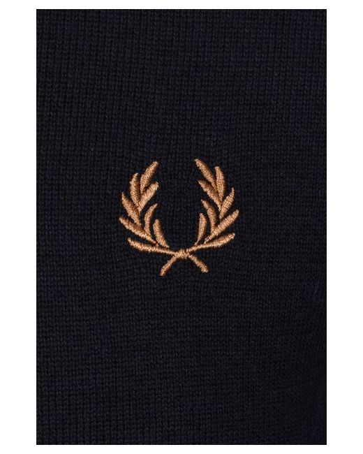 Fred Perry Blue Classic Crew Neck Knitwear for men