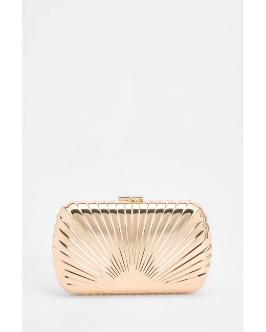 Boohoo Black Embossed Hard Shell Clutch Bag