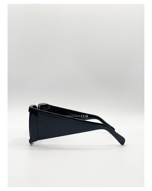 SVNX Black Oversized Square Sunglasses With Diamonte Detail