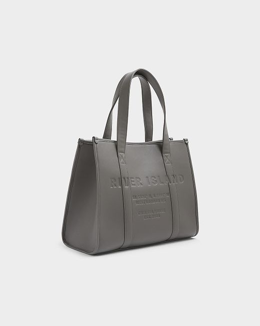 River Island Gray Faux Leather Embossed Shopper Bag
