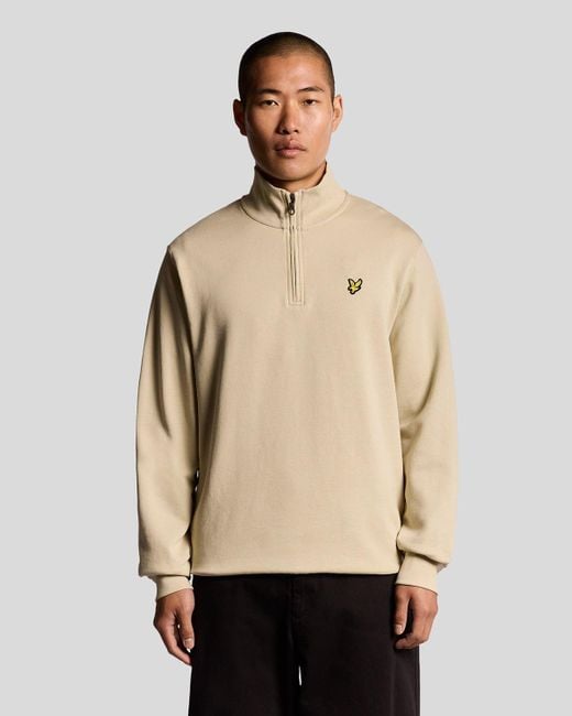 Lyle & Scott Natural Cotton Loopback 1/4 Zip Sweatshirt for men