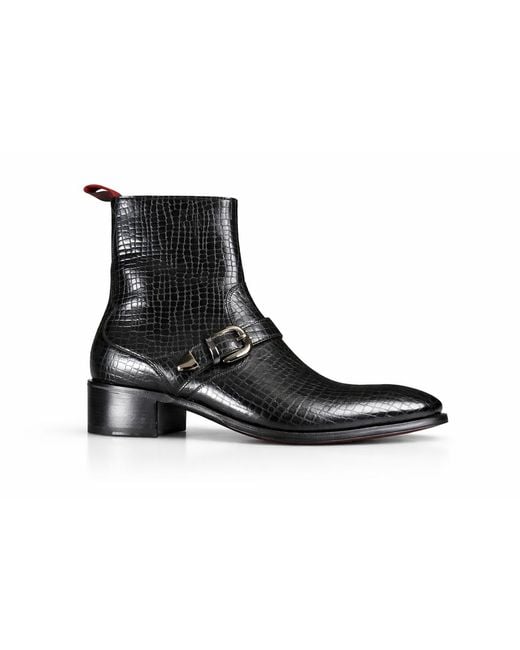Jeffery West Black Lynott 'Grand Slam' Buckle Detail Zip Boot for men
