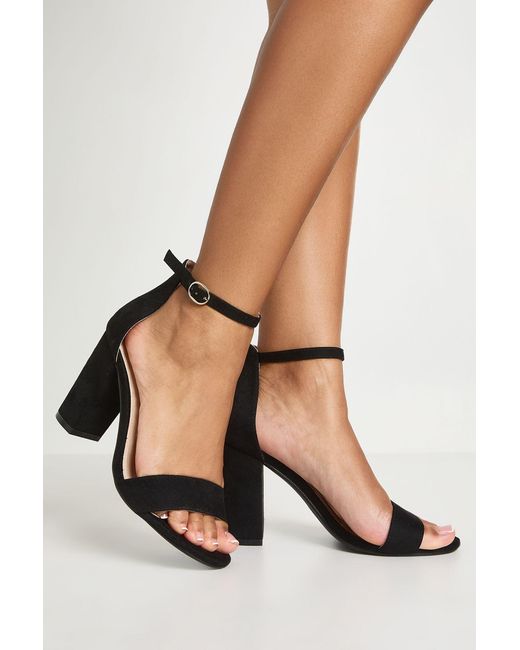 Boohoo Black Wide Fit Basic 2 Part Block Heels