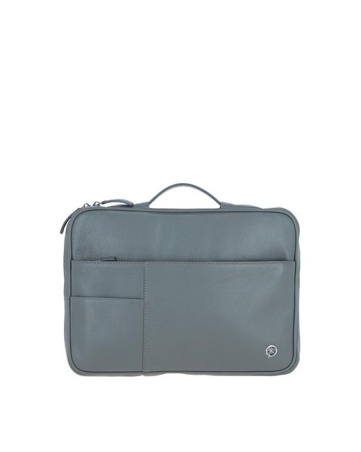 Brampton London Gray 'Minimalist' Real Leather Organizer With Laptop Compartment for men