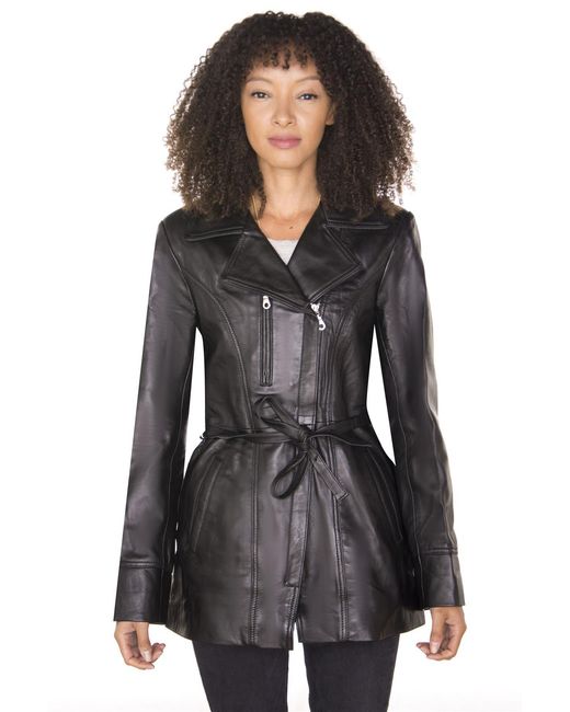 Infinity Leather Black Long Biker Jacket-Muscat