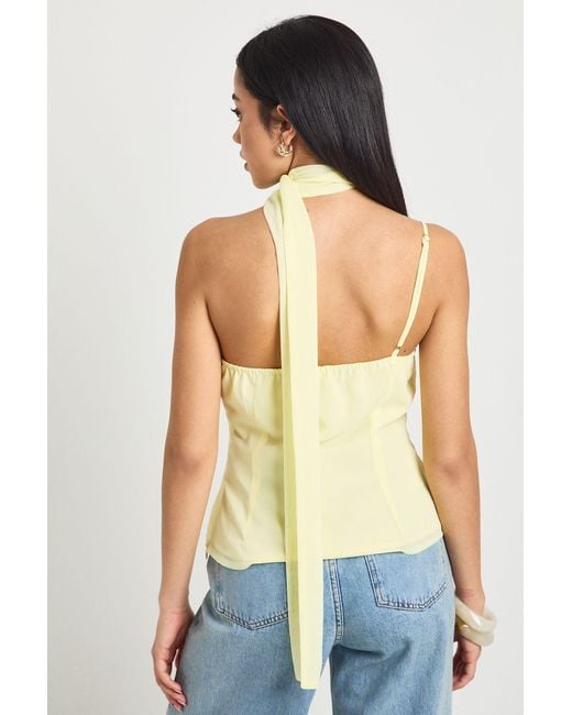 Boohoo Blue Chiffon Scarf Detail Cowl Corset Top