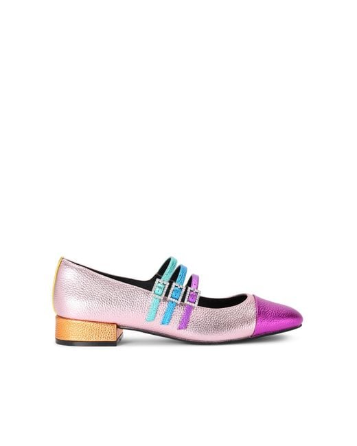 Kurt Geiger White Leather Pierra Low Mary Jane Heels
