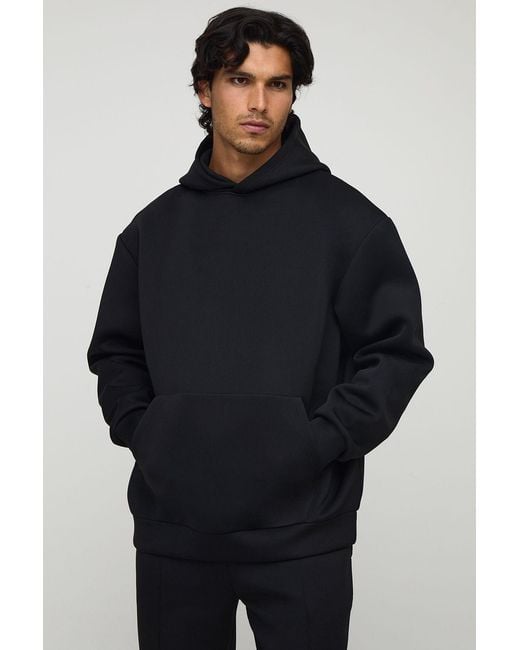 BoohooMAN Blue Oversized Boxy Bonded Scuba Hoodie for men