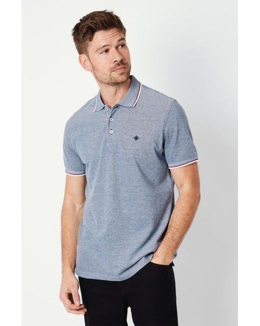 MAINE Blue Birdseye Tipped Polo for men