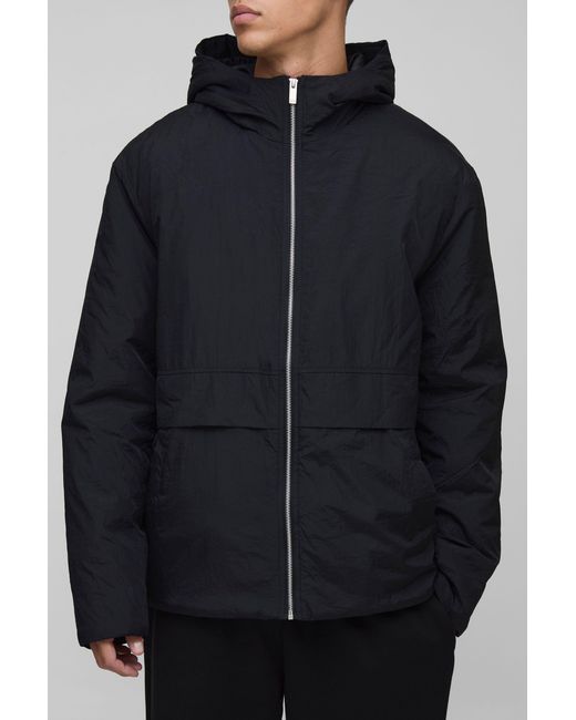 BoohooMAN Blue Tall Regular Fit Zip Up Hooded Windbreaker for men