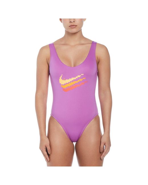 Nike Purple Multi Logo Multi Logo U-Back One Piece