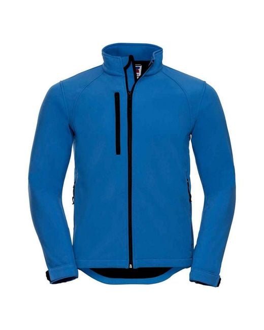 Russell Blue Plain Soft Shell Jacket (Azure) for men