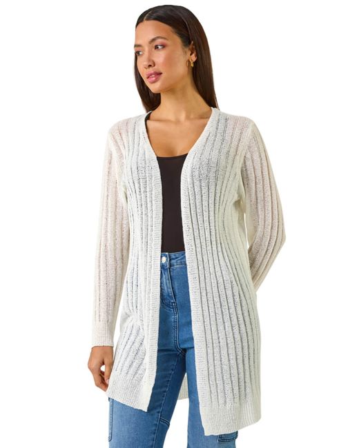 Roman White Longline Lightweight Knit Cardigan
