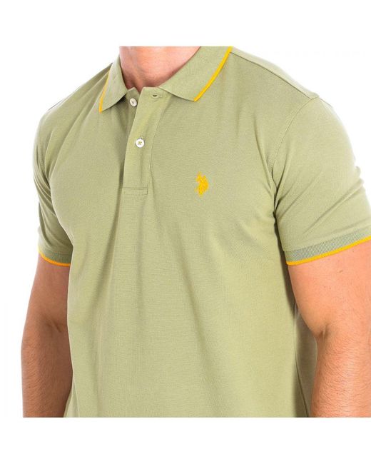 U.S. POLO ASSN. Green Kory Short Sleeve With Contrast Lapel Collar 64782 for men