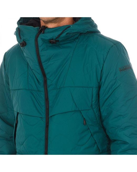 Napapijri Green Padded Jacket With Hood Np0A4Fm2 for men