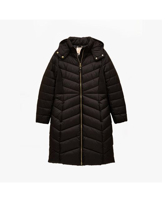 Joules Black Pembury Showerproof Longline Padded Coat With Hood