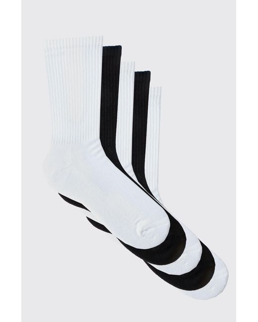 BoohooMAN White 5 Mix Plain Sport Socks for men