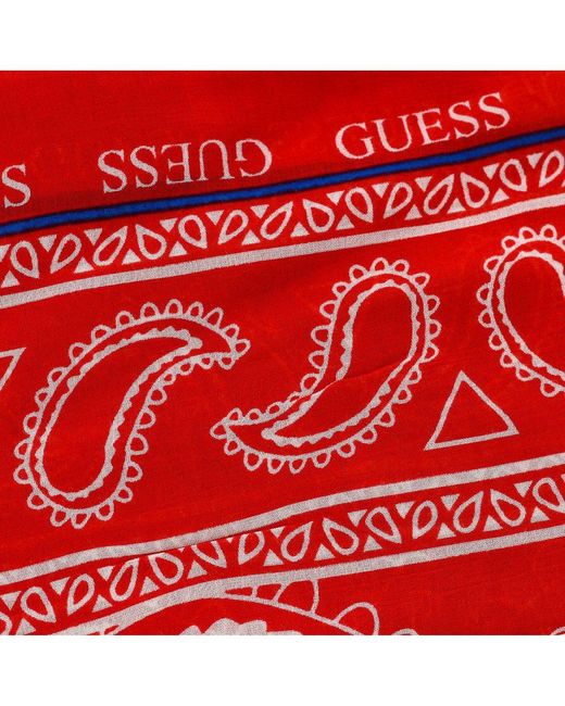 Guess Red Printed Scarf With Frayed Contours Am8764Mod03 for men