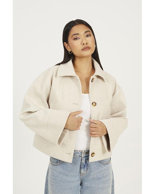 Brave Soul Natural Short Collared Jacket